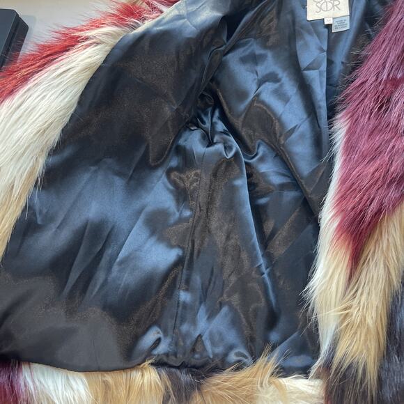 Chaser Faux Fur Party Coat Jacket Multi Color Size M New Years Event Vegas Club - Picture 9 of 13